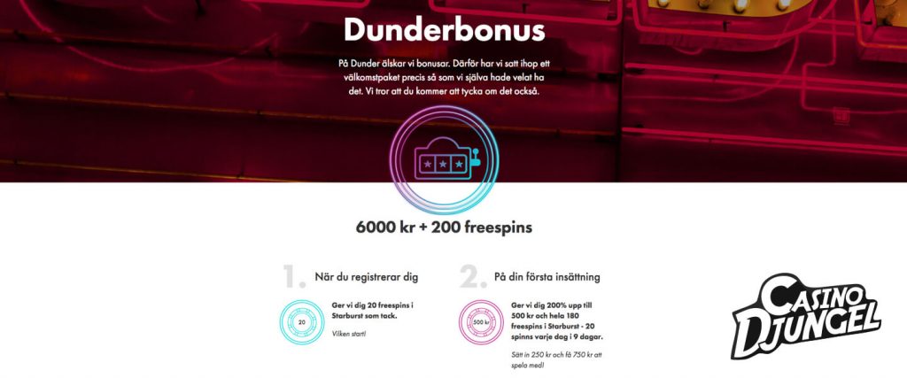 Dunder Casino Bonus Examples