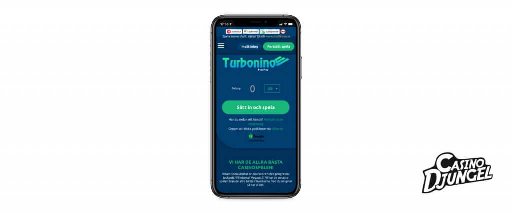 Turbonino casino mobile screenshot